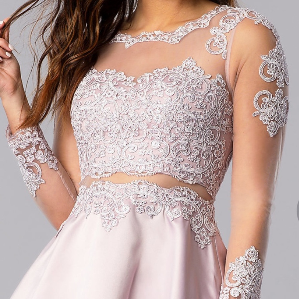 Short Bracelet-Sleeve Homecoming Dress by PromGirl